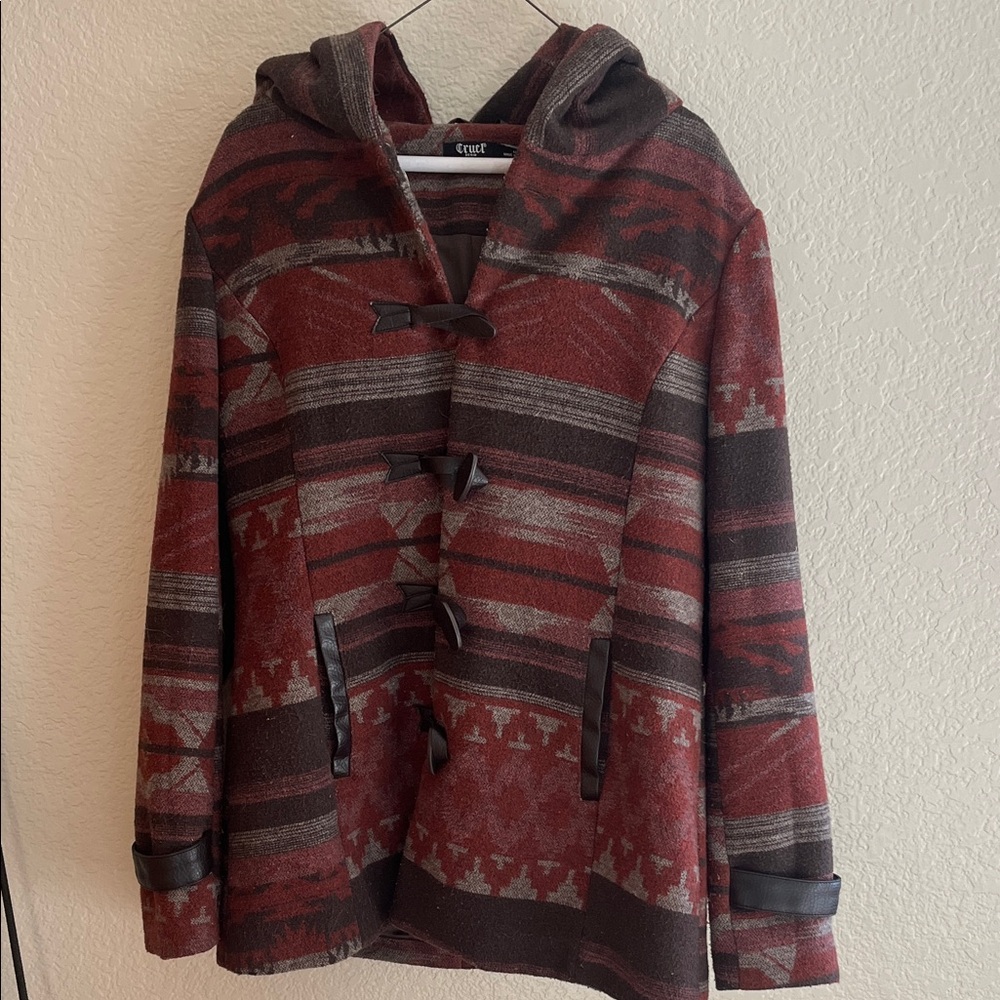 Red And Brown Patterned Winter Jacket - image 1